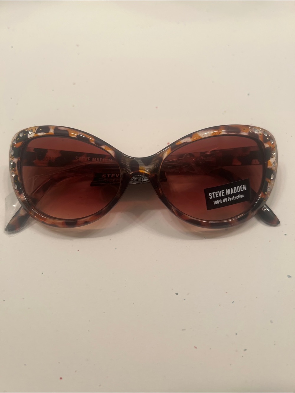 Steve Madden Tortoiseshell Cat-Eye Sunglasses - Brown Lenses & Rhinestones NWT